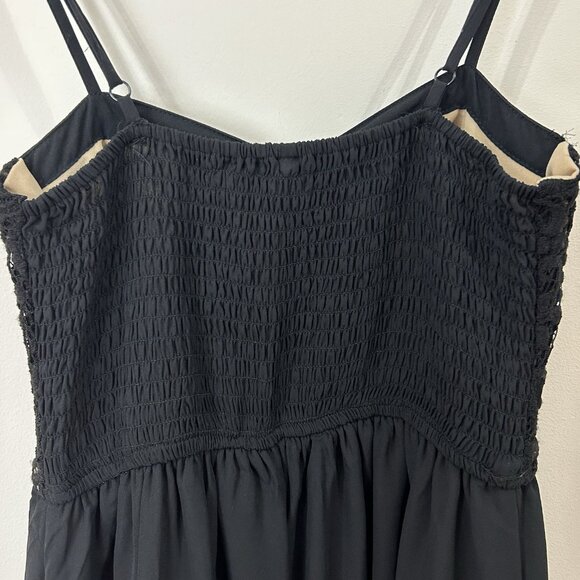 XHILARATION Fit & Flare Lace Dress XS Black Spaghetti Strap Built-In Bra Floral - Picture 4 of 9